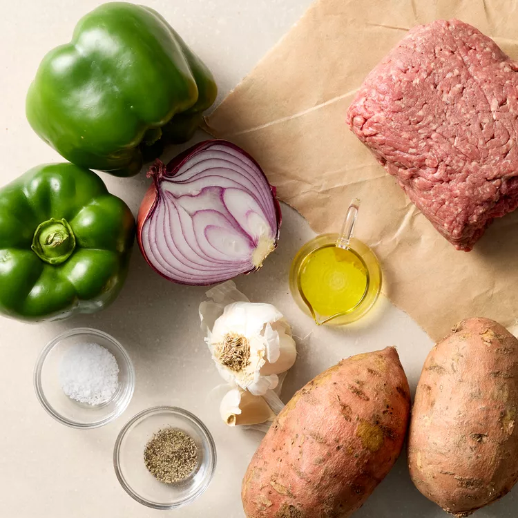 Ground beef skillet, Sweet potato skillet, High-protein skillet, One-pan dinner, Ground beef and sweet potato