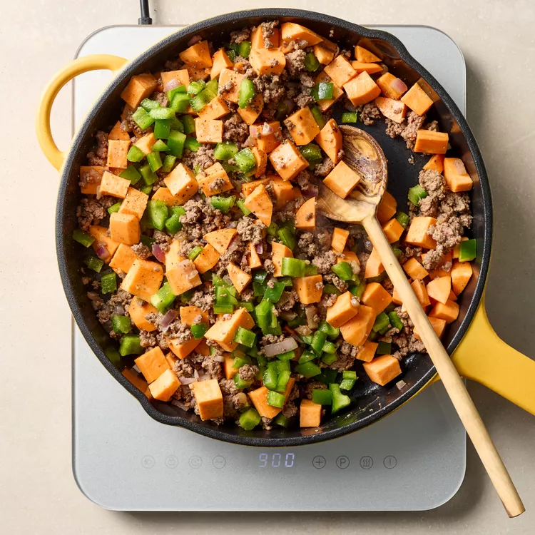 Ground beef skillet, Sweet potato skillet, High-protein skillet, One-pan dinner, Ground beef and sweet potato